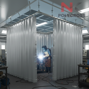 Bâche PVC ignifuge robuste pour la séparation des zones de soudage en usine, idéale pour la sécurité en atelier - Product Image 2