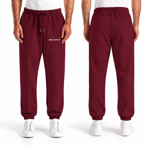 Burgundy Custom Men’s Cotton <b>Fleece</b> <b>Jogger</b> Pants Premium Heavyweight Sweatpants Casual Sportswear Track Pants Winter Streetwear - Product Image 1