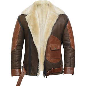 Winter Trending Faux Fur Leather <b>Coats</b> Men's Genuine Sheepskin Leather Sherpa Jacket Windproof Breathable <b>Heated</b> Winter <b>Coats</b> - Product Image 1