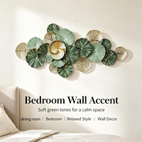 Décoration murale en métal en forme de feuille de lotus 3D, faite à la main, décoration murale botanique pour salon, chambre, entrée, intérieur, extérieur, accent moderne pour la maison