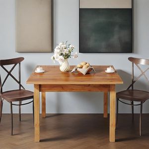 Tavolo da Pranzo Quadrato per 4 Persone con Gambe in Legno, Stile Rustico, Tavolo da Cucina in Legno per Soggiorno, Tavoli da Pranzo Artigianali - Product Image 1