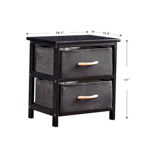 Cassettiera a 2 cassetti con struttura in legno e torre portaoggetti in tessuto: Soluzione efficiente per l'organizzazione degli spazi - Product Image 6