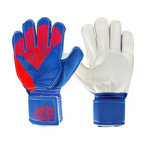 Custom White <b>Full</b> Finger PU Football Goalkeeper Gloves Blue Grip Pattern Hook Loop Adjustable Wrist Strap Non <b>Slip</b> Breathable - Product Image 5