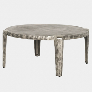 Industrial Luxury Round Shape Metal Living Room Center Sofa <b>Coffee</b> <b>Table</b> With <b>Silver</b> Nickle Distressed Finish Handcrafted <b>Table</b> - Product Image 4