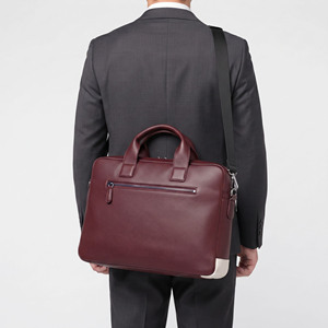 Men Leather Laptop <b>Bag</b> with Shoulder Strap Men Leather Laptop <b>Bag</b> for Business Travel Men's Front Zipper Pocket Leather <b>Bag</b> - Product Image 6