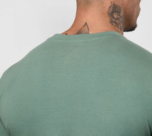 Green T Shirt and Shorts <b>Set</b> OEM Custom Logo Men’s 2 Piece Neutral Color Breathable Slim Fit Gym Best Sportswear Workout Outfit - Product Image 4