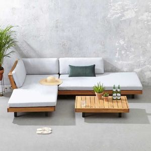 Modern Outdoor Teak Wood Sectional <b>Sofa</b> Set with Coffee <b>Table</b> Patio Villa Furniture - Product Image 1