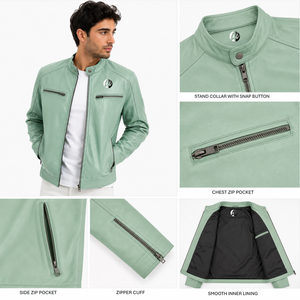 sleek men leather <b>jacket</b> offering a <b>smart</b> fit soft comfort durable quality and stylish appeal for casual outings daily wear and - Product Image 5