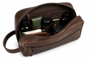 Bolsa de Cuero Vacuno de Grano Completo de Lujo con Cierre, Grande, para Maquillaje, Organizador de Viaje, Logotipo Personalizado, OEM, ODM, Venta al Por Mayor - Product Image 2