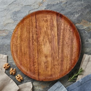 Modern Round Wooden Disposable Serving Plate Polished <b>Dinner</b> <b>Tray</b> Cheese Board Food Contact Serving Dish for Home Restaurant - Product Image 1