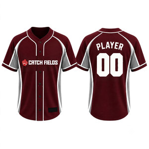 เสื้อเบสบอลคุณภาพพรีเมียม OEM/ODM ไซส์ใหญ่พิเศษ ปักโลโก้ด้วยผ้าทวิลล์ ติดกระดุม แขนสั้น ระบายอากาศได้ดี - Product Image 1
