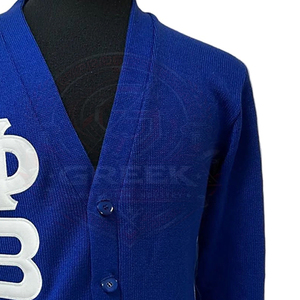 Custom Greek Phi Beta Sigma Fraternity Embroidery Paraphernalia <b>Cardigan</b> Sweater V-Neck acrylic knitted royal blue sweater - Product Image 4