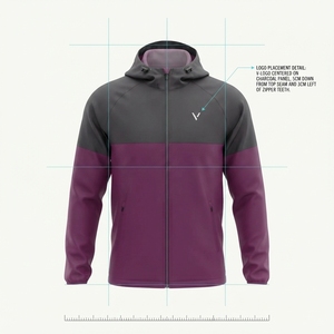 Conjunto Cortavientos VANEK INTERNATIONAL para Hombre, Tejido Sólido de Forro Polar, Poliéster, Estampado Digital, Teñido Liso, Rojo y Blanco, Secado Rápido, Casual - Product Image 4