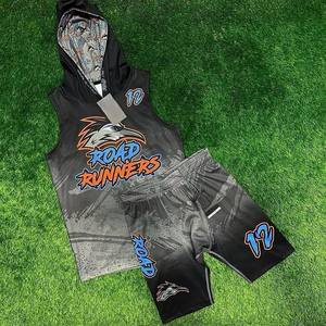 Conjuntos de Uniformes de Fútbol Sublimados 7V7 para Adultos Unisex, Camisetas sin Mangas de Compresión Personalizadas, Pantalones Cortos Transpirables de Secado Rápido, Tallas Grandes - Product Image 3