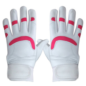 Guantes de Béisbol de Cuero Genuino Blanco y Rosa, Transpirables, Antideslizantes, con Cierre de Velcro, Correa de Muñeca Ajustable, Duraderos, Talla XL/XXL - Product Image 4