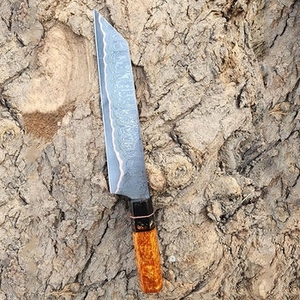 Cuchillo de chef para exteriores con patrón de cobre damasco y diseño de mango moderno para viajes y campamentos - Product Image 3