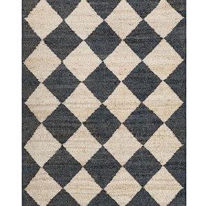 Handwoven Diamond Pattern Jute Area Rug Modern Geometric Cotton Flat <b>Weave</b> Carpet Living Room Bedroom Hallway Home Decor Rug - Product Image 5