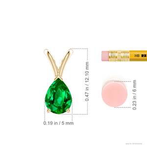 14K <b>Solid</b> <b>Gold</b> Natural Emerald V-Bale Pear-Shaped Solitaire <b>Pendant</b> Wedding Fine Jewellery Anniversary Gift For Her 2026 - Product Image 3