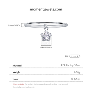 925 Sterling Silver Star Zircon Charm <b>Ring</b> Thin Band Pendant <b>Finger</b> <b>Ring</b> for Women Party Gift Jewelry - Product Image 5