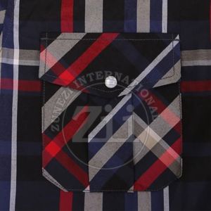 Chemise habillée pour homme en flanelle à carreaux, anti-chaleur, protection ignifuge, 100% coton, manches courtes, boutonnée, épaules tombantes, protection contre la vapeur - Product Image 3