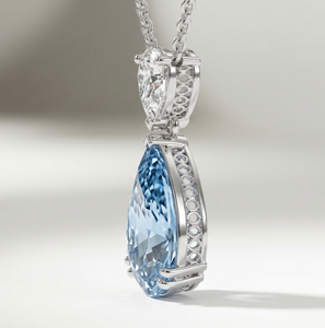 Collier pendentif en diamant bleu poire fantaisie cultivé en laboratoire |    Cadeau de bijoux élégant et minimaliste pour femmes, bijoux fins - Product Image 2