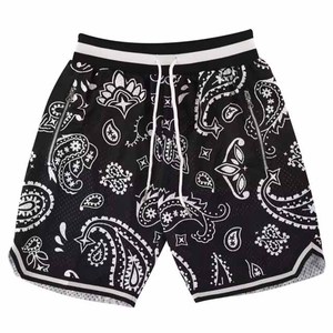 Shorts décontractés pour hommes, noir et blanc, à séchage rapide, taille élastique, mi-haute, en mélange de coton, avec logo frontal, style boardshorts - Product Image 1