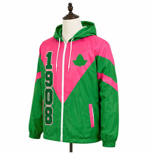 Alfa |   Kapa |   Chaqueta Cortavientos con Capucha para Mujer Alpha Sorority, Chaqueta Impermeable Universitaria con Bloques de Color y Cierre Completo, Chaqueta Ligera para Exteriores - Product Image 3