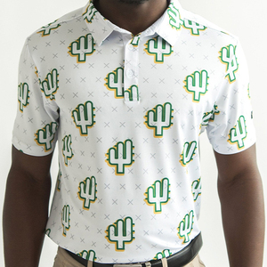 Polo de Manga Corta Negro para Hombre con Estampado de Cactus, Casual, Tejido Transpirable, Corte Regular - Product Image 5