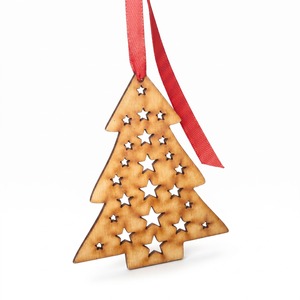 Natural <b>Wooden</b> Christmas Hanging Ornament With <b>Laser</b> <b>Cut</b> Snowflake Design For Holiday Tree Home Party Decoration - Product Image 5