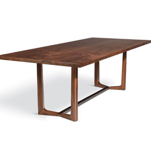 Midcentury Modern Wooden Dining Table Rectangular <b>Top</b> Stable <b>Wood</b> Legs For Home - Product Image 1
