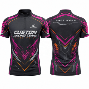 เสื้อโปโลสำหรับนักแข่งผู้ชาย พิมพ์ลายแบบซับลิเมชั่นเต็มตัว ผลิตจากโพลีเอสเตอร์ 100% ระบายอากาศได้ดี รับผลิตแบบ OEM สำหรับการแข่งรถ BSB Moto - Product Image 5