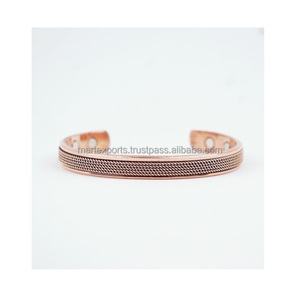 Pulsera de Cobre Puro con Baño de Cobre Antiguo para Hombre y Mujer, Hecha a Mano, Tradicional, Abierta, Estilo Rústico, Moderna, para Uso Diario - Product Image 4