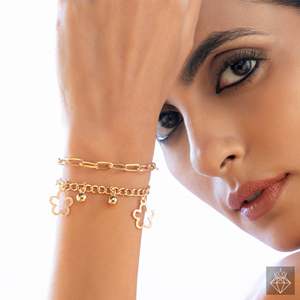 Pulsera de cadena doble PRAO con pulseras de cadena y eslabones de moda de flores pequeñas - Product Image 2