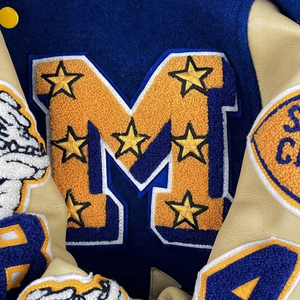 Blouson universitaire personnalisé 2026 pour homme, hiver, manches en cuir de haute qualité, style baseball universitaire, 100% laine - Product Image 5