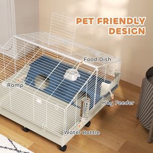 Gabbia per Piccoli Animali con Ruote 89 x 89 x 64 cm con Bottiglia d'Acqua, Mangiatoia per Fieno e Ciotola per Cibo per Conigli, Ricci e Porcellini d'India - Product Image 5