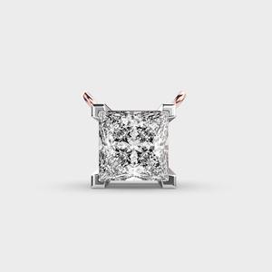 Colgante Solitario con Diamante Cultivado en Laboratorio, Corte Princesa, en Oro Blanco/Amarillo y Rosa de 9 Quilates, Estilo Vintage - Product Image 1