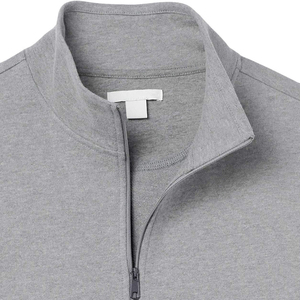 Sudadera de invierno para hombre, elegante, de manga regular, media cremallera, de felpa, 100% algodón, cuello alto, con logotipo personalizado bordado y apliques. - Product Image 6