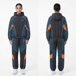<b>Women's</b> Navy <b>White</b> Color Blocking <b>Tracksuit</b> Full Sleeve Zipper Sporty Regular Fit Autumn Breathable Polyester Jogging S - Product Image 6