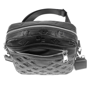 Men PU Leather Crossbody <b>Bag</b> Embossed <b>Small</b> Messenger <b>Bag</b> Casual Shoulder Phone <b>Bag</b> With Adjustable Strap - Product Image 5