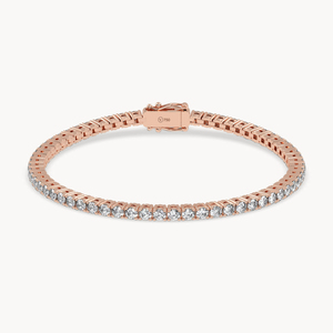 Bracelet tennis jaune, or rose, diamant de laboratoire, taille brillant rond, élastique, pour femme, cadeau d'anniversaire ou de mariage - Product Image 3