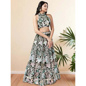 Glamorous <b>Green</b> Sequins <b>Net</b> Designer Lehenga Choli with Dupatta for Wedding - Product Image 6