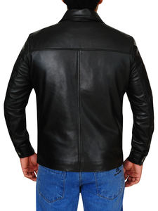 Veste en cuir de vachette de haute qualité, noire, col montant, coupe-vent, imperméable, fermeture éclair, décontractée, style streetwear, pour homme - Product Image 2
