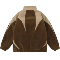 Veste d'hiver unisexe surdimensionnée à col montant en polaire sherpa bicolore respirante et de haute qualité, fermeture éclair intégrale, très vendue