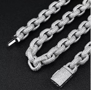 High Quality Moissanite Cuban Chain <b>Necklace</b> for Parties or Weddings & Night Clubs Available for Bulk Quantity - Product Image 2