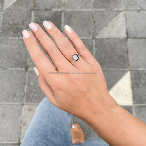 14K Rose Gold <b>Black</b> Diamond <b>Ring</b> Vintage Style Half Eternity Engagement Band Stackable Wedding Jewelry for <b>Women</b> - Product Image 6