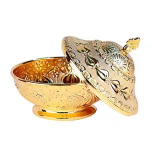 Tazón Clásico de Metal para Dátiles con Tapa, Recipiente Decorativo Resistente para la Mesa de Iftar - Product Image 1