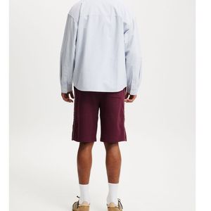 Custom Side Piping Fleece <b>Sweat</b> <b>Shorts</b> <b>Men</b> Loose Heavyweight Cotton Drawstring Track <b>Shorts</b> Casual Knee Length Burgundy <b>Shorts</b> - Product Image 3