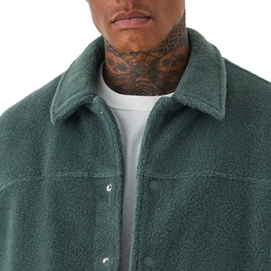 Chaqueta de lana verde para hombre con cuello vuelto y botones, abrigo informal de invierno - Product Image 5