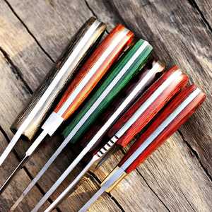 1 Couteau de chasse et de camping en acier inoxydable à pointe droite, multifonctionnel, avec manche en bois coloré, OEM, vente chaude - Product Image 5