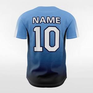 Maillots de baseball unisexes personnalisés de qualité supérieure, 100 % polyester, séchage rapide, col en V, poches, sublimation, ensembles blancs et bleu ciel - Product Image 3